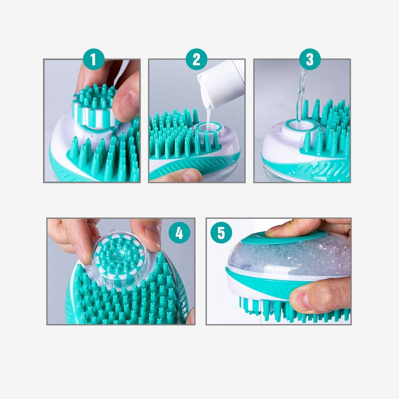 Pet Dog Cat Bath Brush 2-in-1 Pet SPA Massage Comb